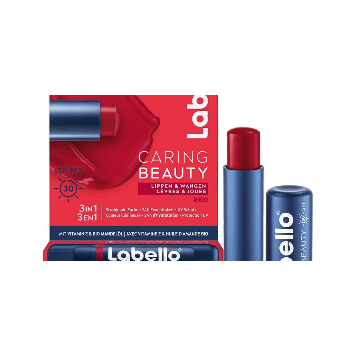 Labello Caring Beauty Red 3-in-1 Lip & Cheek Balm SPF30 4.8g