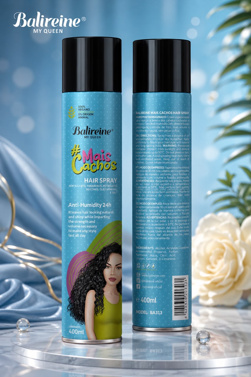مثبت شعر Balireine My Queen Mais Cachos المضاد للرطوبة 24 ساعة 400 مل – BA313